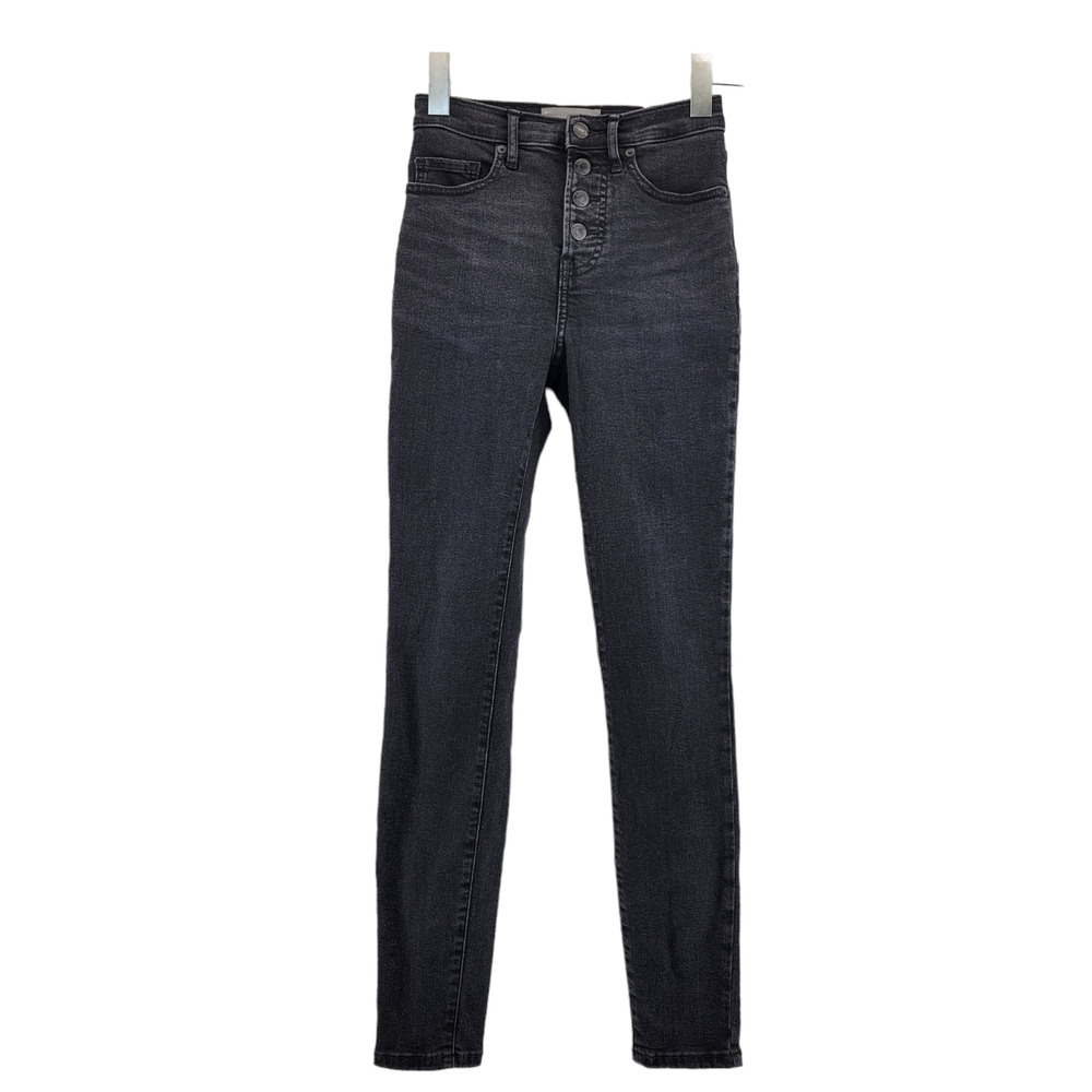 Everlane Women's Denim Jeans Stretch High-Rise Skinny Black Button Closure Sz 24